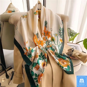 50pcs 110x110cm large square scarf popular versatile printed silk scarf elegant imitation silk dual-purpose scarf bag headscarf [below price is for 50pcs mixed color ]