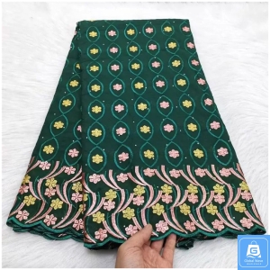 50pcs mixed colors Voile Lace Fabric, African Gold Line Embroidery, Cotton Lace Fabric for Evening Prom, Women Dresses, High Quality(below price is for 50pcs)