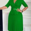 50pcs mixed colors and size Dresses for Women 2024 Autumn Sexy V-neck Half Sleeve Pleated Evening Party High Waist Dashiki Dress(below price is 50pcs)