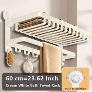 25pcs mixed color Powerful Suction Cup Towel Rack with Coat Hook Folding Without Drilling White Bath Towel Rack Hanger Storage Shelf for Bathroom