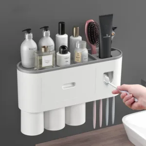 23 sets Inverted Toothbrush Holder, Automatic Toothpaste Dispenser, Wall Mount Rack Tools Set, Magnetic Adsorption [below price is for 23 sets]