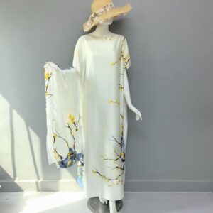 50pcs mixed colors desigh and Sizes WINYI abaya women muslim dress Africa print Crew Neck Long Sleeve Kaftan Dress, Elegant Maxi Length Dress, Women's Clothing