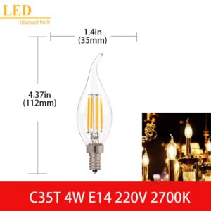 GANRILAND E14 E27 LED Filament Light Bulb Clear Glass Ampoule T16 T20 C7 C35 A19 ST64 G40 G45 G80 1W 2W 4W Vintage Dimmable Bulb(below price is 200pcs