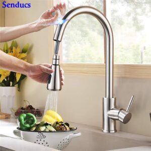 10pcs for Touch Faucet Kitchen Sink Pull Out Sprayer Faucets Smart Sense Tap Stainless Steel Crane Hot Cold Water Mixer Touch Actived Taps