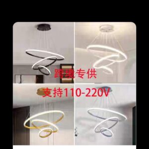 Modern minimalist LED ceiling pendant light, black gold ring pendant light