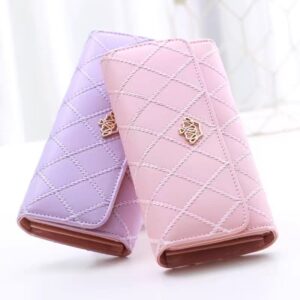 New Women PU Leather Wallet Large Capacity Long Wallets Credit Card Holder Phone Coin Storage Purse Girls Handbag(below price is for 100pcs)