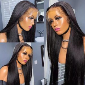 1pc HD lace 13*4 bone straight wig 32inch double drawn human hair