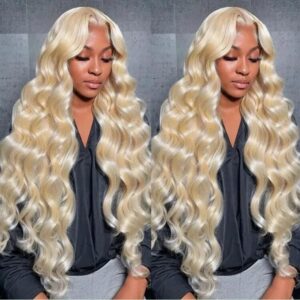 1pc blond Honey lace front human hair Wigs body wave for women 13*4 lace HD 40inch