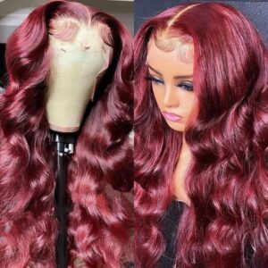 1pc vietnamese 13*4frontal 99J human hair wigs Body wave 32inch