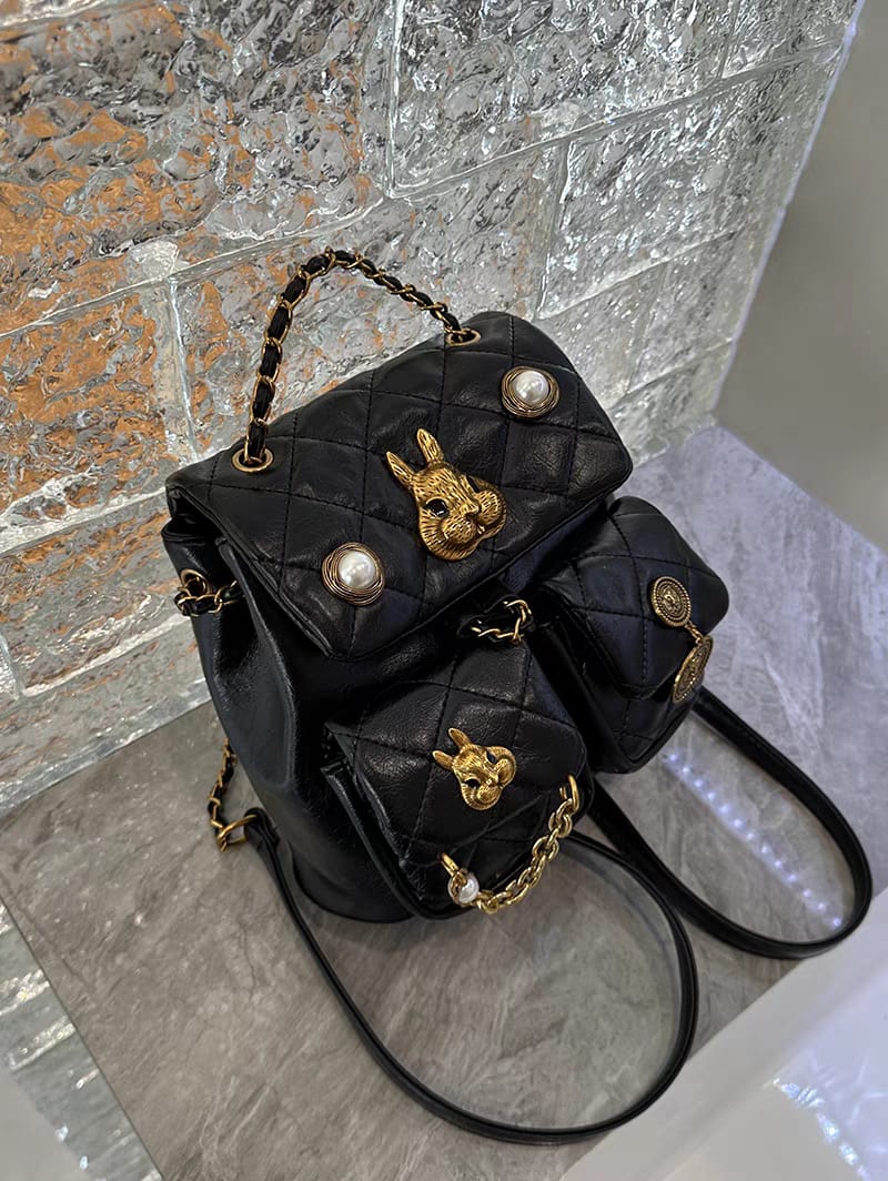 2pairs Black rabbit leather backpack(below price is 2pairs)