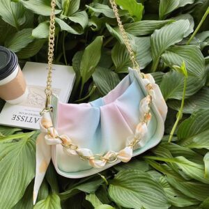 5pcs mixed color Silk Scarf Cloud Women Handbag Soft PU Leather Shoulder Bag NEW Popular Lady Tote Luxury Messenger Versatile Crossbody Bag Purse(Below price is for 5pcs)