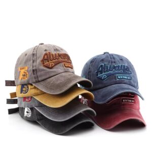 100pcs mixed color embroidery Unisex Vintage Washed Outdoor Sun Protection Baseball Cap, Casual Couples' Baseball Hat(below price is 100pcs)