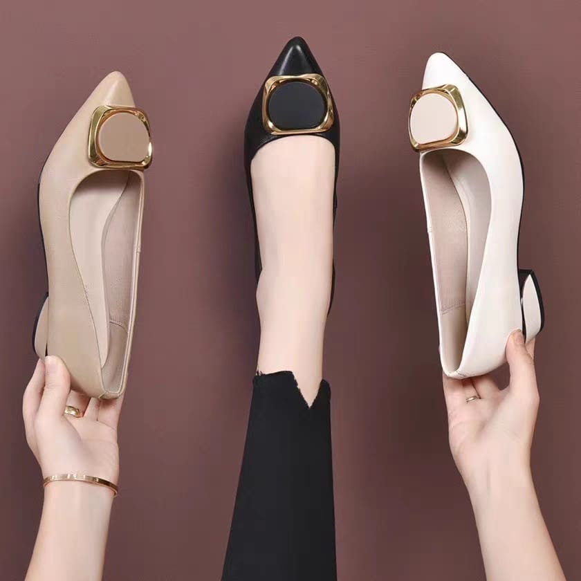 50pairs mixed color and sizes (35-43) New Spring Women's Single Shoes Pointed Toe Low Heel French Style Thick Heel Professional Elegant Low Heels Work Shoes(below price is