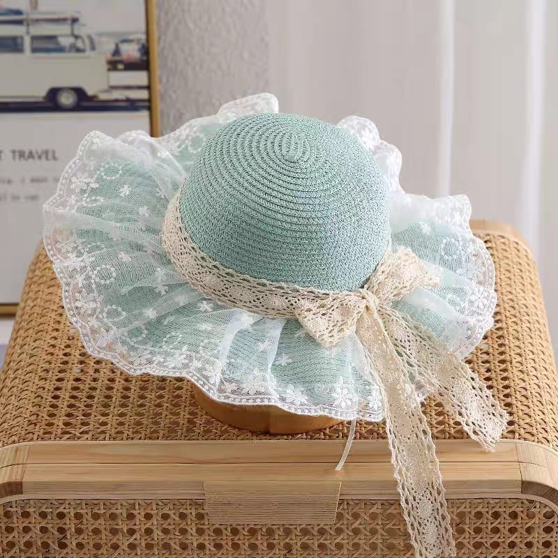 Sun Hat Girls Summer New Straw Bag Cap Set Baby Travel Sun Protection Beach Hats Sun Fisherman Hat (below price is for 50pcs)