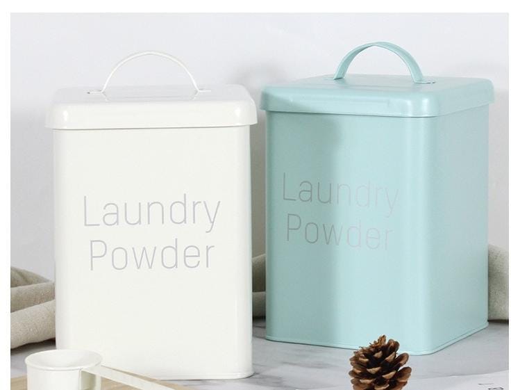 Large Capacity Laundry Detergent Powder Storage Tin Box Lightweight Grain Organizer Container Sealed with Spoon Airtight Lid (below price is for 30pcs)