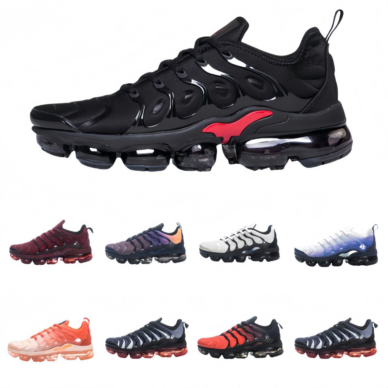 50pairs mixed color and sizes (38-45)NEW Nike air vapormax plus White/Red Air cushion-men's sneakers(below price is 560pairs)