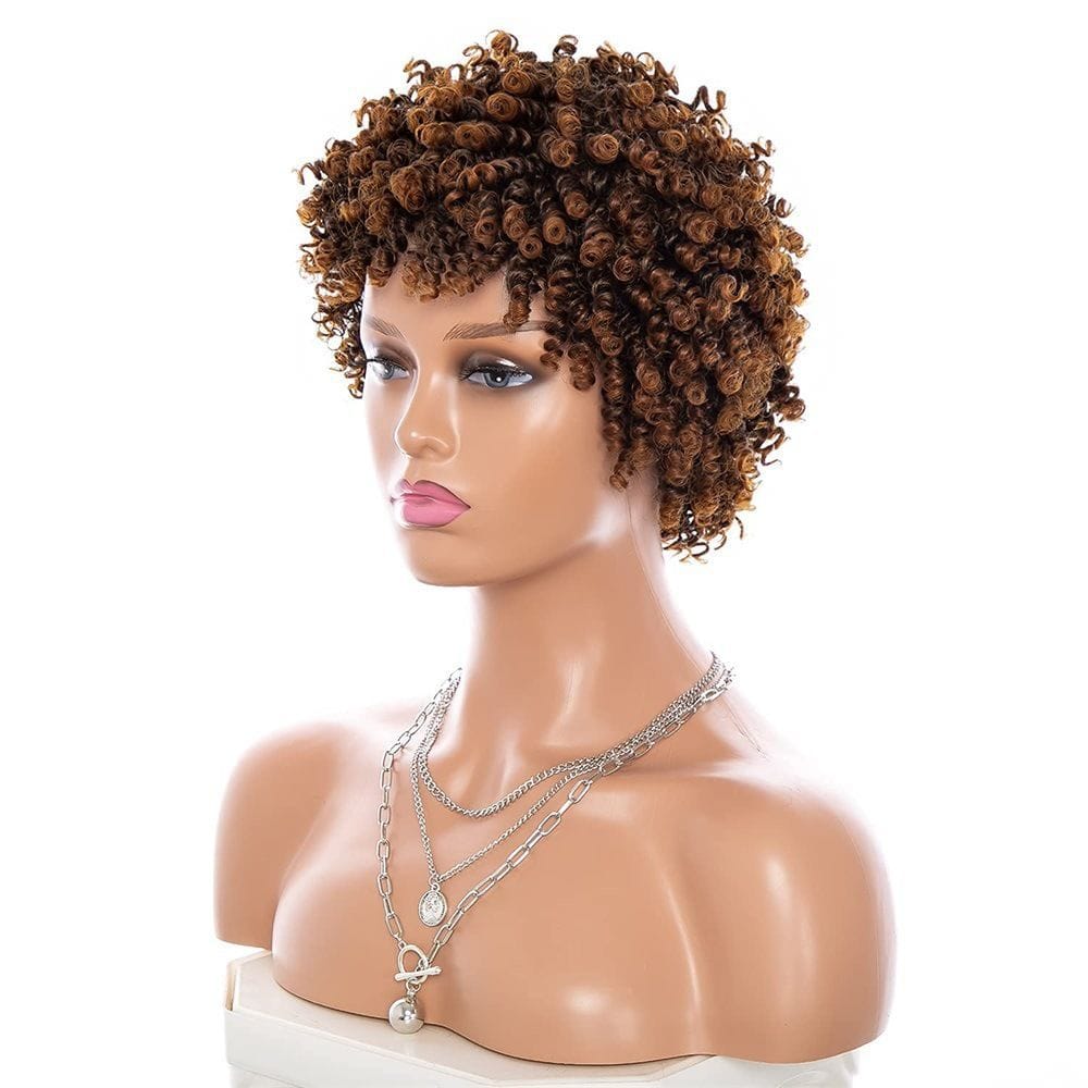 30pcs  Curly Ash Wigs with Bangs for Women Synthetic Wigs Synthetic Wigs for Black Women Cheap Wigs for Sale Perfect for Daily Use(below price is 30pcs)
