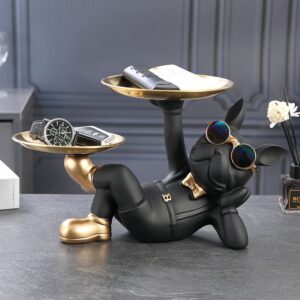 15pcs mixed color  Key Tray Key Bowl Decorative Dog Statue for Hallways French French Bulldog Resin Key Ornaments(below price is 15pcs)