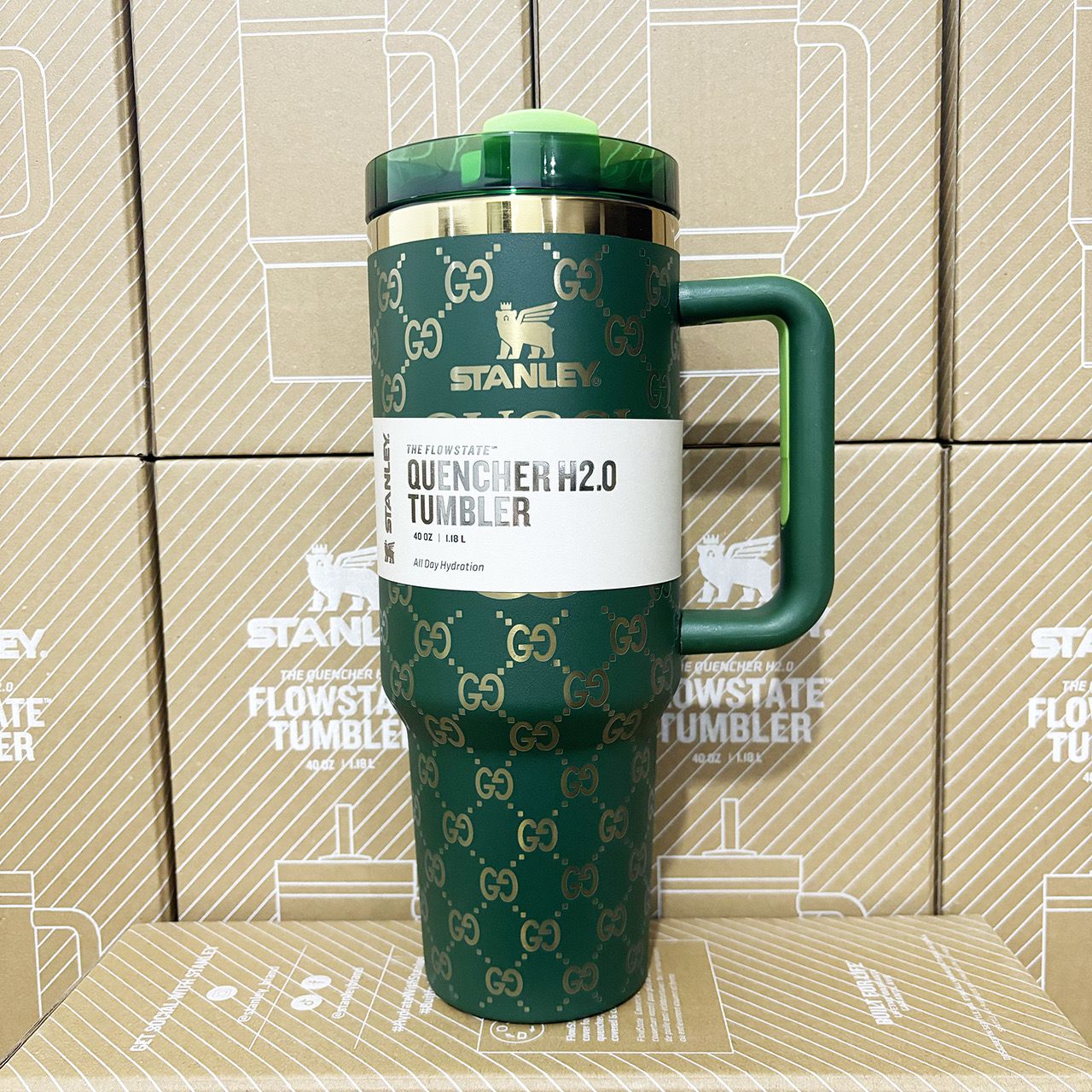 5pcs Gold Floral 40oz Stainless Steel Tumbler with Lid and Straw: Insulated Coffee Termos Travel Mug