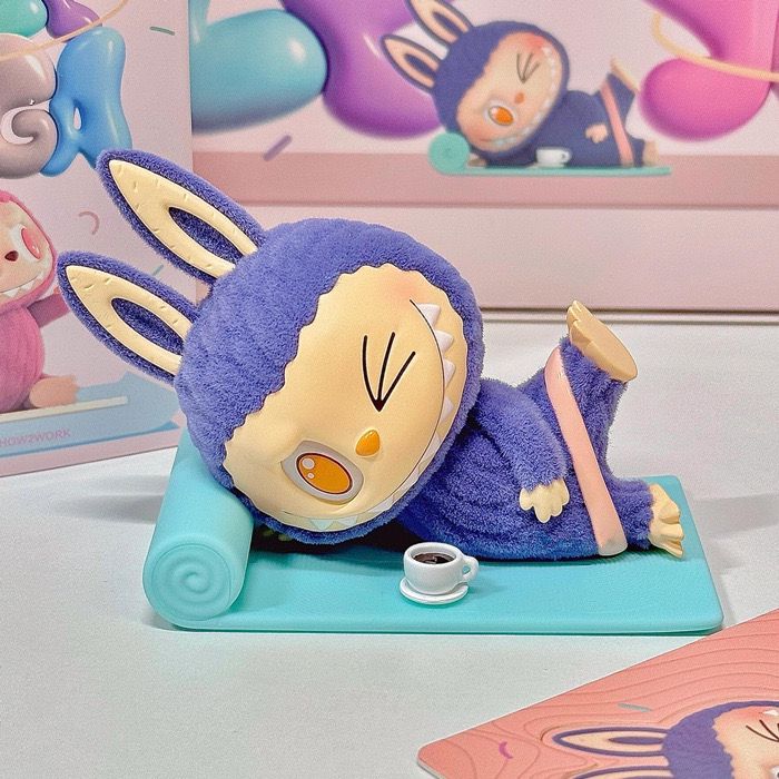 5pcs The Monsters Lazy Yoga Series Blind Box Labubu Anime Figure Zone Out R Confident Show Off Stretch Out Sweating Yoga Toys