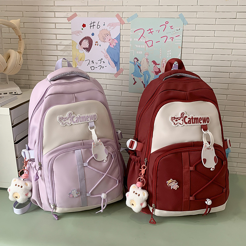 30pcs mixed  color New junior high school student backpack with high appearance, dirt resistance, lightweight, niche trend backpack, Japanese minimalist high school student backpac(below price is 30pcs)
