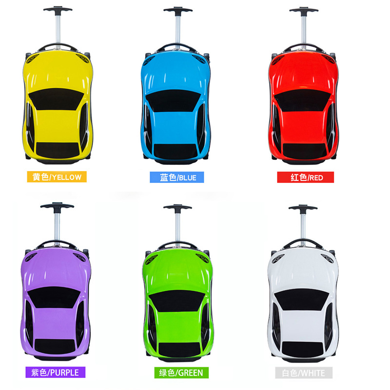 30pcs mixed color Children's car suitcase with three-dimensional universal wheels for students to board, gift pattern printed 18 inch travel suitcase(below price is 30pcs)