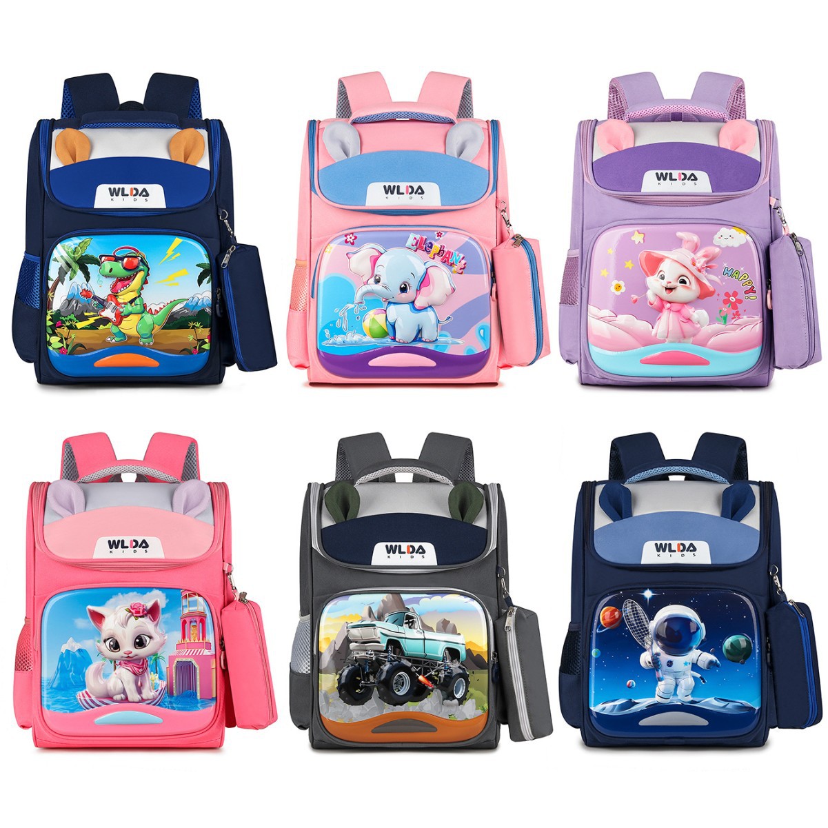 50pcs mixed color New Children's Backpack Wholesale Reduced Burden Space Bag Large Capacity Cartoon Primary School Student Backpack 3-5 Grades Backpack(below price is 50pcs)
