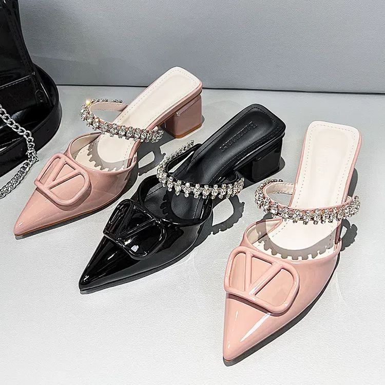 5pairs mixed color and sizes Sexy Point Toe Sweet Satin Outwear Lady Mules(below price is pairs)