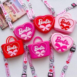 50pcs mixed color  Barbie Bag Girls Y2K Silicone Zero Wallet Fashion Women Lipstick Bag Charm Bluetooth Handbags Headphones Decorations Toys Birthday Gift(below price is 50pcs)
