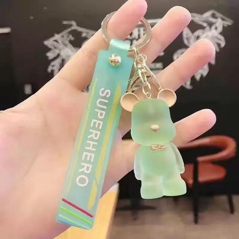 100set mixed color Cute Crystal Keychain Charm Tie Bear Pendant(below price is 100set)
