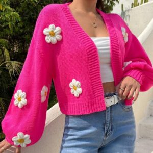 20pcs mixed color and sizes women's sweater embroidery flower lantern sleeve espadrille(below price 20pcs)