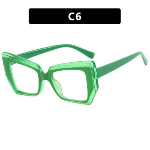 50pcs  mixed color New Women Cat Eye Flat Mirror Polygonal Fashionable and Trendy Colored Glasses Anti Blue(below price is 50pcs)