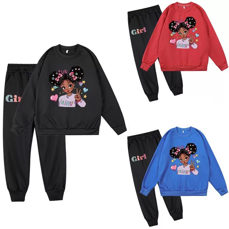 50pcs mixed color and size 100cm to 160cm Winter Spring Baby Girls Hoodies Clothes Set Kid Cartoon Girls Printed Hooded(below price is 50pcs)