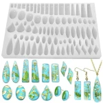 30 sets Long Necklace Pendant Silicone Mold DIY Epoxy Irregular Round Teardrop Jewelry Earrings