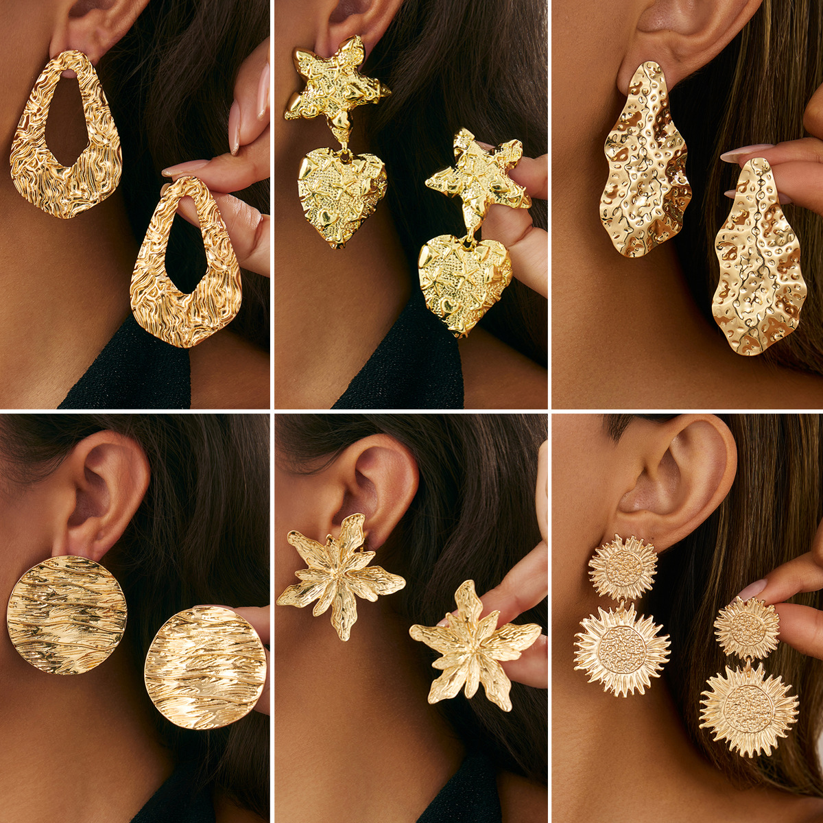 200pcs mixed color and design Ingemark Trendy Elegant Gold Color Sunflower Drop Earrings For Women Vintage(below price is 200pcs)