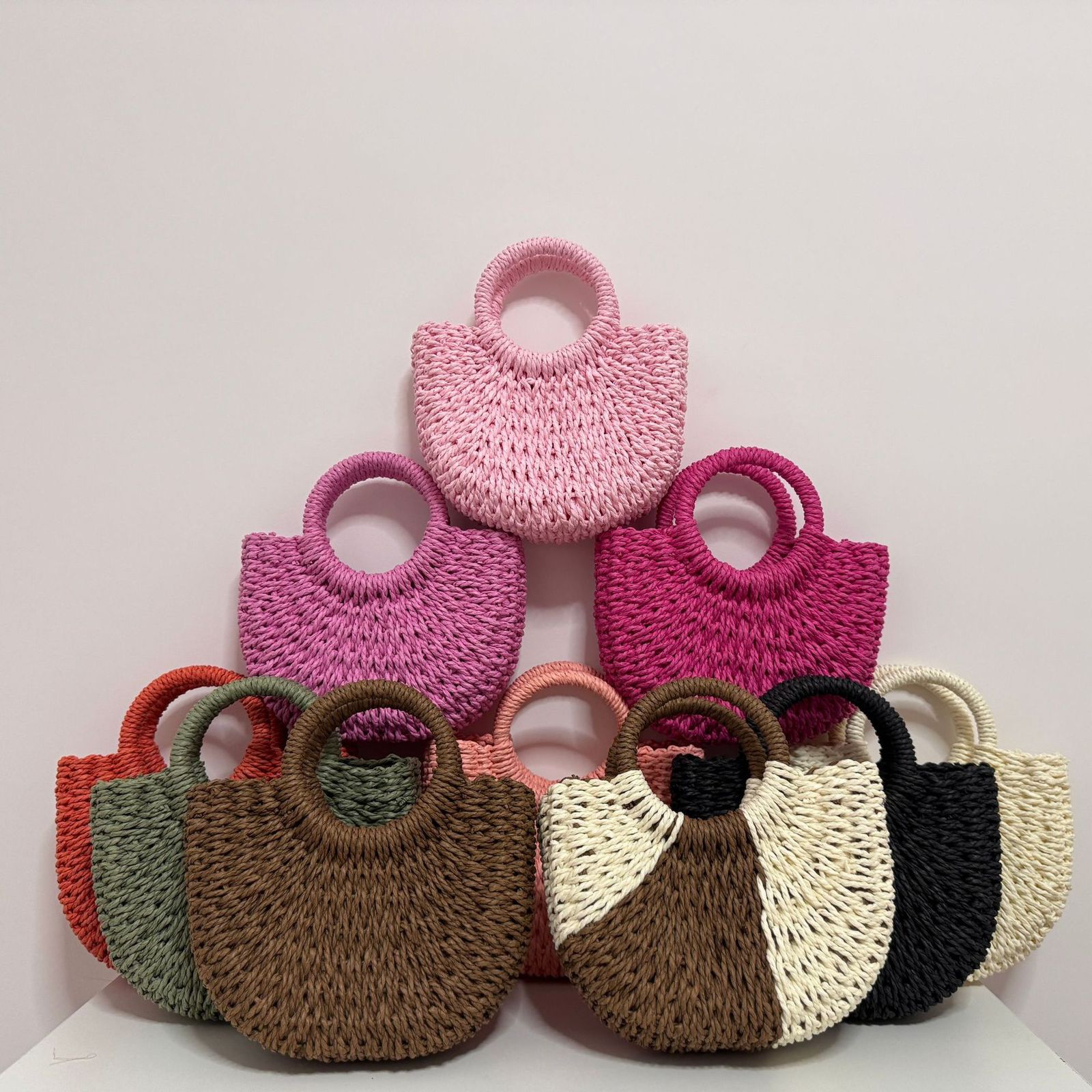 20pcs mixed color  Straw Beach Bag for Women, Summer Handwoven Tote (below price is