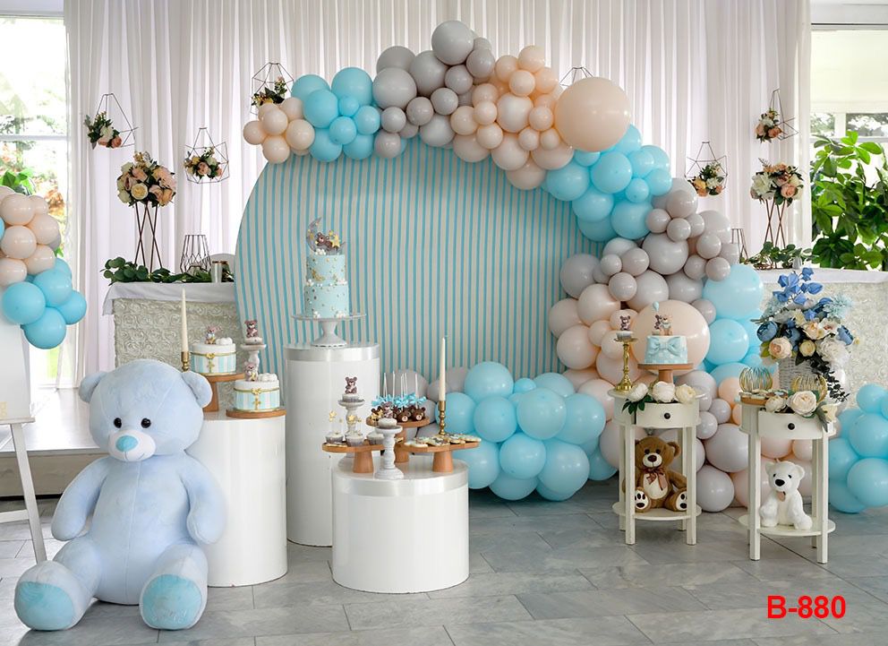 50pcs Birthday Decorations Blue Balloons On Blue Stock Photo size is 150*100cm(below price is 50pcs)