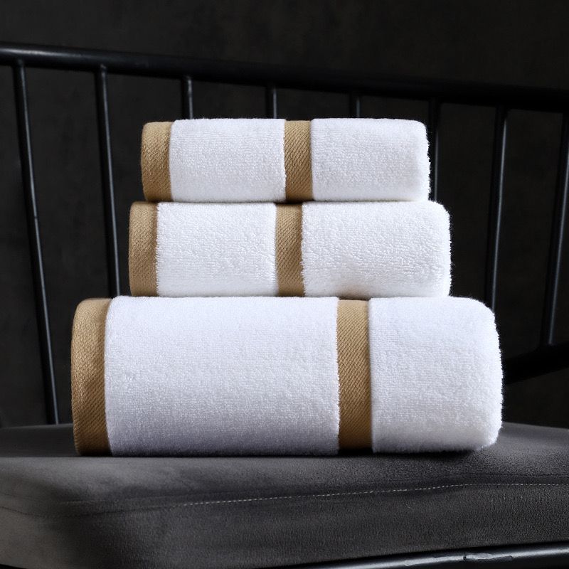 50 sets Tuxedo Stripe Organic Cotton Sand Beige Bath Towels comes as 3 pcs one set