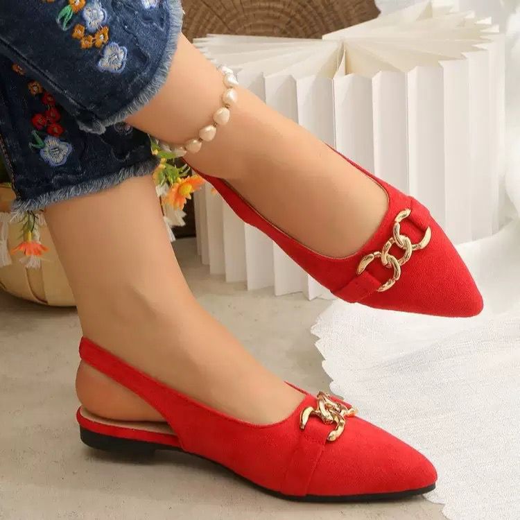 50pcs mixed color and sizes 35-43)Women's Mustard Yellow Suede Pointed-Toe Slingback Flats(below price is 50pcs)